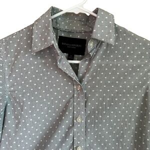 Banana Republic Women’s 100% Cotton Soft Wash Button Down Shirt Blue White XS